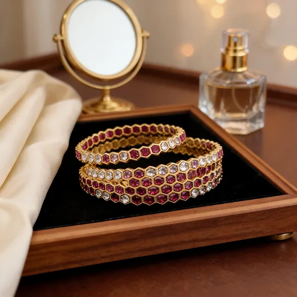 Gold_Brass_Pink_Clear_Stone_Hexagonal_Bangles_Set_Pack_Of_2