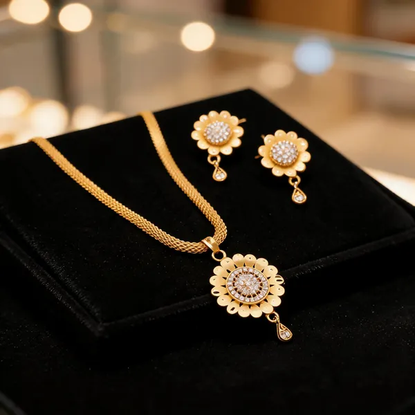 Gold_Brass_Floral_Necklace_And_Earrings_Set_For_Women
