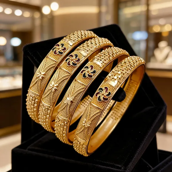 Gold_Brass_Floral_Enamel_Bangle_Set