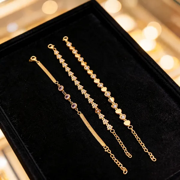 Gold_Brass_Mesh_Floral_Link_Bracelet_Set_For_Women