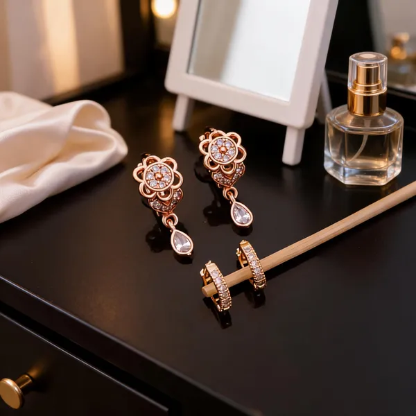 Rose_Gold_Brass_Crystal_Floral_Drop_And_Hoop_Earrings_Set_For_Women