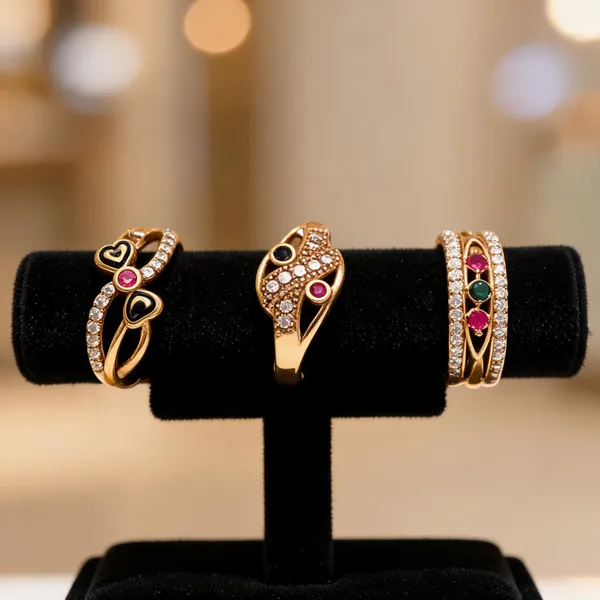 Gold_Brass_Heart_Stone_Studded_Ring_Set_For_Women