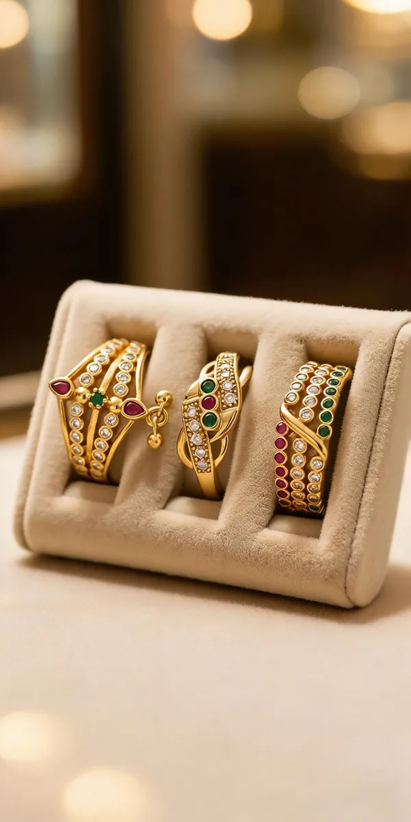 Gold_Brass_Multicolour_Stone_Ring_Set_For_Women