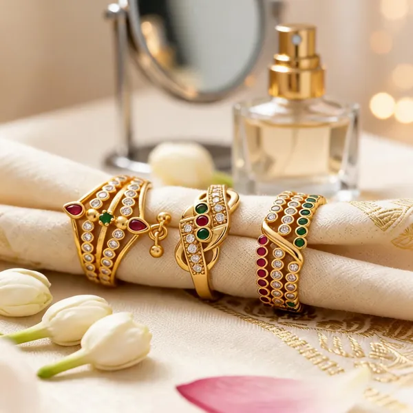 Gold_Brass_Multicolour_Stone_Ring_Set_For_Women