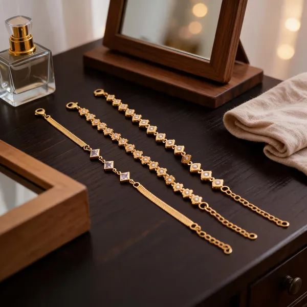 Gold_Brass_Floral_Geometric_Chain_Bracelet_Set_For_Women