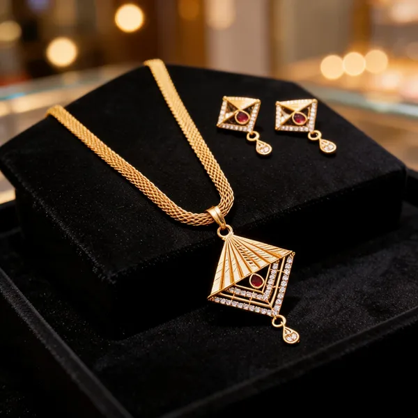 Gold_Brass_Geometric_Red_Stone_Necklace_Set_For_Women