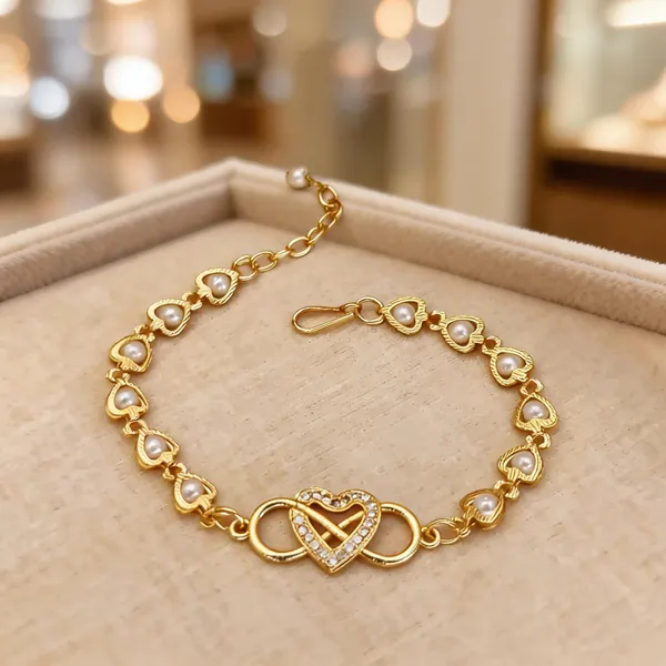 Gold_Brass_Pearl_Heart_Link_Bracelet_For_Women