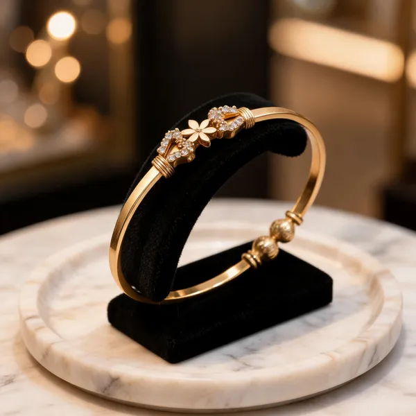 Gold_Brass_Floral_Stone_Accent_Open_Bangle_For_Women