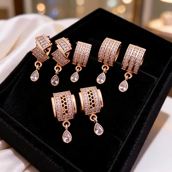 Rose_Gold_Brass_Stone_Rectangular_Hoop_Teardrop_Drop_Earrings_Set_For_Women