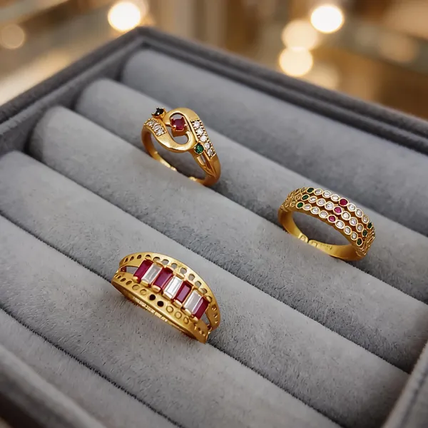 Gold_Brass_Multicolour_Stone_Ring_Set_For_Women