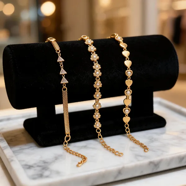 Gold_Brass_Floral_Mesh_Chain_Bracelet_Set_For_Women