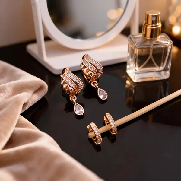 Rose_Gold_Brass_Stone_Embellished_Teardrop_Drop_Earrings_Set_For_Women
