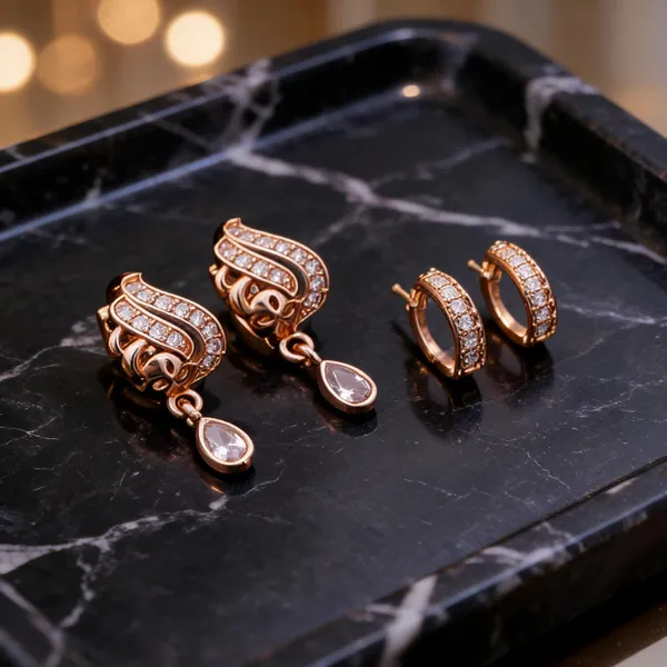 Rose_Gold_Brass_Stone_Embellished_Teardrop_Drop_Earrings_Set_For_Women