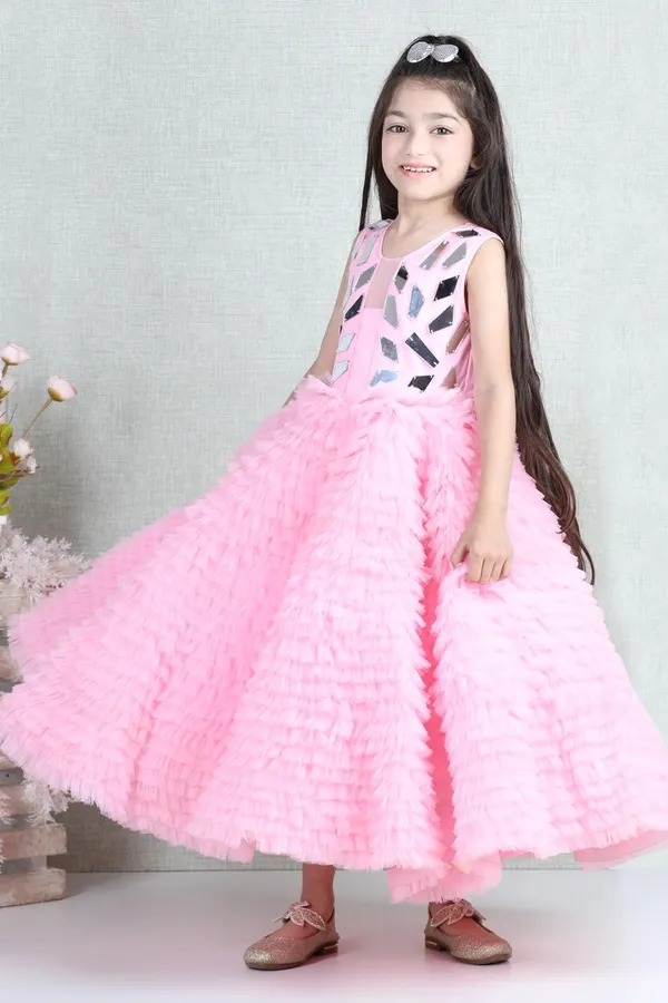 Net_Tulle_Dress_With_Acrylic_Handwork_On_Umpire_Pink