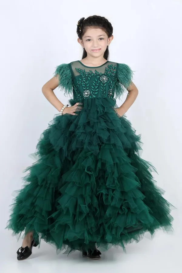 Tuelle_Dress_With_Thread_Embroidery_And_Swarovski_Embellished_Empire_Bottle_Green