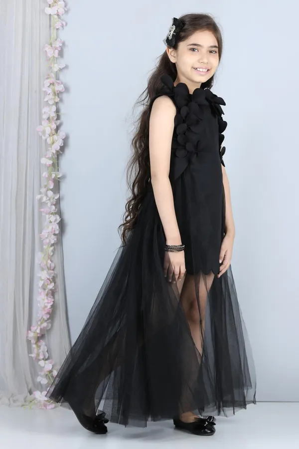 Neoprene_Flower_Dress_Black