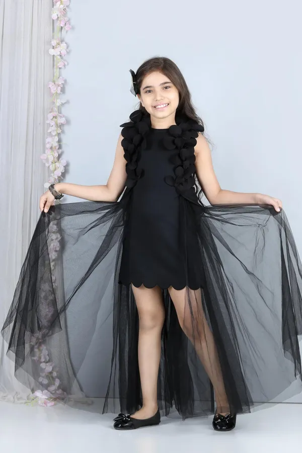 Neoprene_Flower_Dress_Black