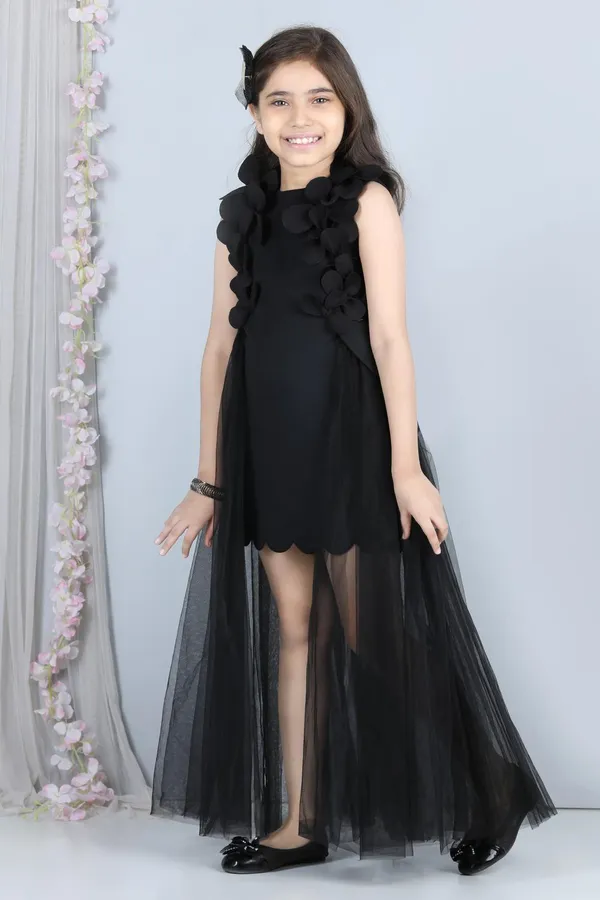 Neoprene_Flower_Dress_Black