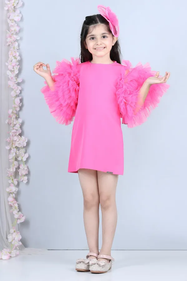 Short_Dress_With_Tulle_Sleeves_Pink