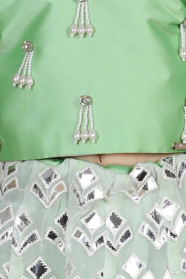 Leather_Work_Lehenga_Set_Pista_Green