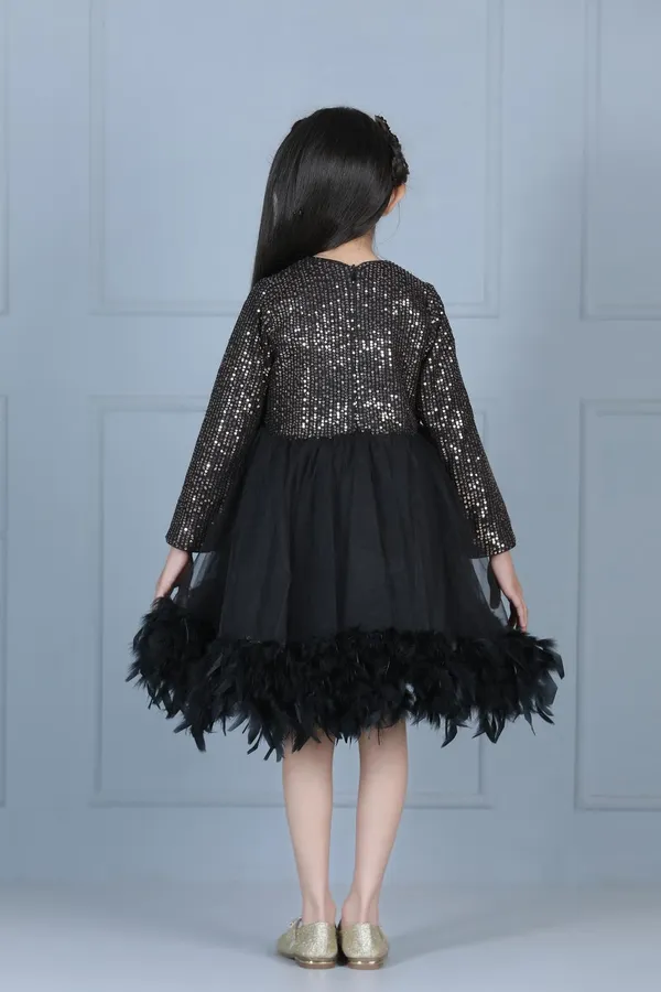 Sequence_Dress_With_Net_Flare_Black_Color