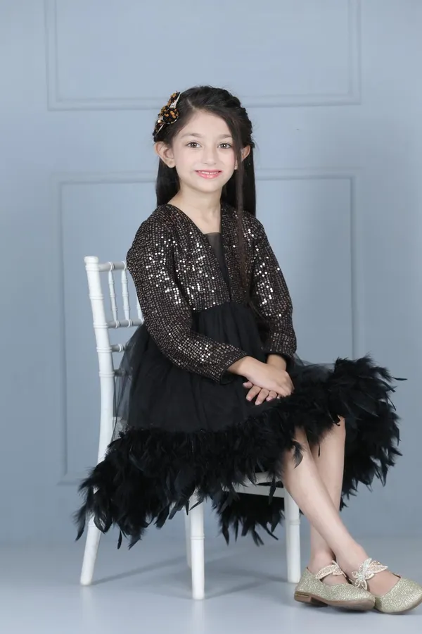 Sequence_Dress_With_Net_Flare_Black_Color