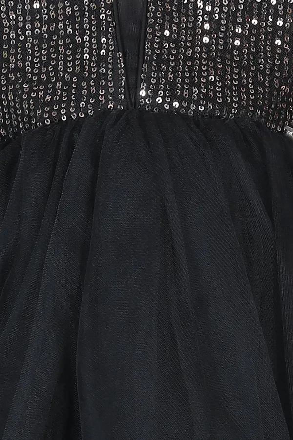 Sequence_Dress_With_Net_Flare_Black_Color