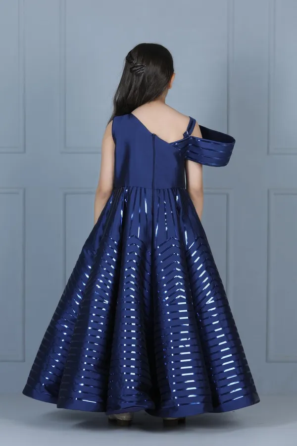 Glossy_Taping_Embllished_Gown_Blue_Color
