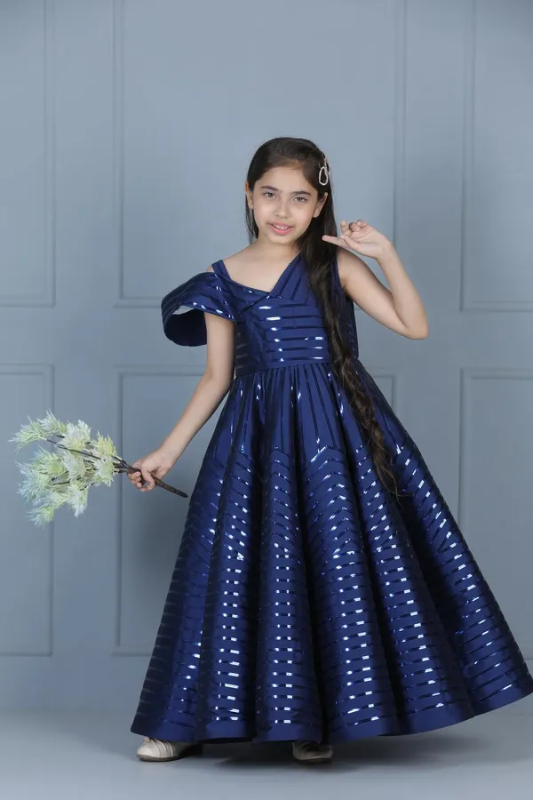 Glossy_Taping_Embllished_Gown_Blue_Color