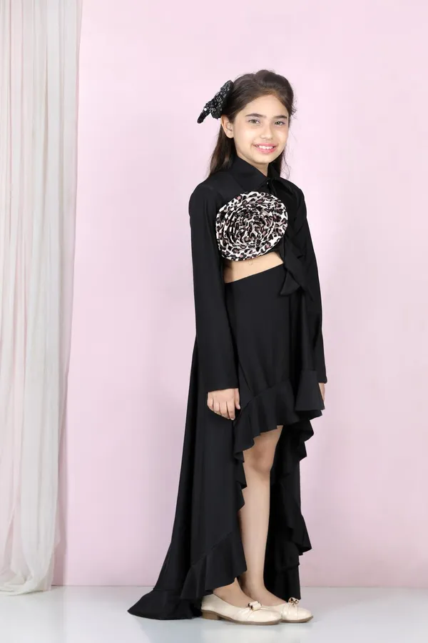 Dress_With_Cut_On_Sides_And_Flower_Detailing_Black