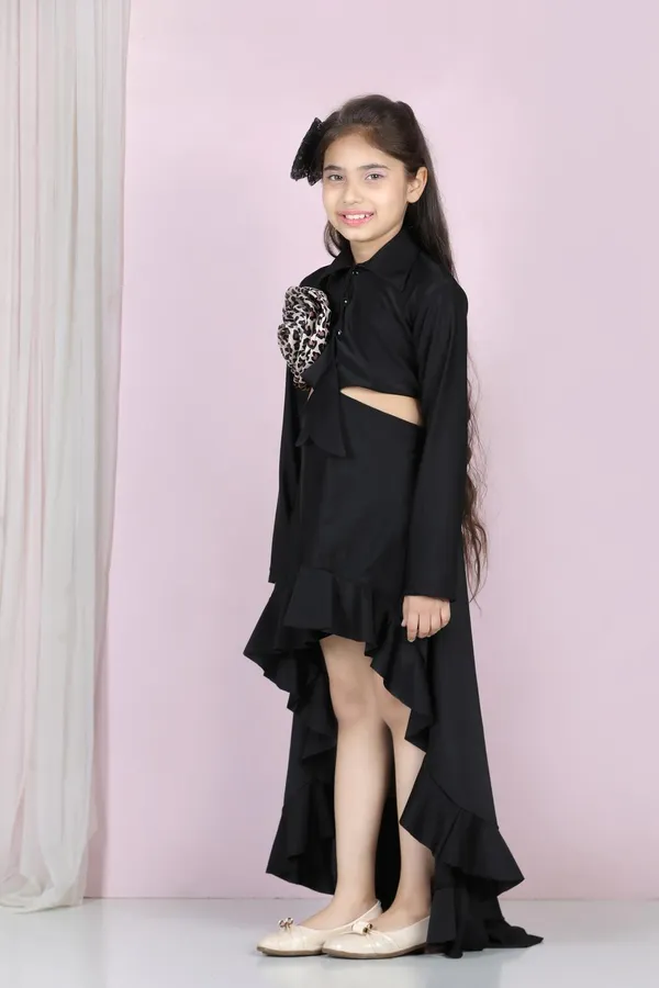 Dress_With_Cut_On_Sides_And_Flower_Detailing_Black