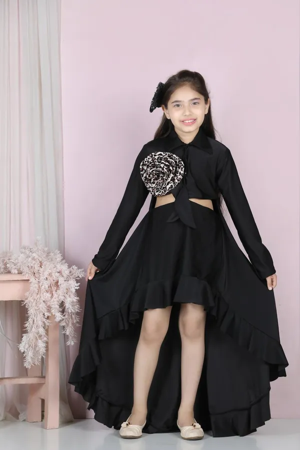 Dress_With_Cut_On_Sides_And_Flower_Detailing_Black