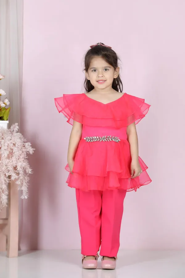 Top_And_Pant_With_Broach_Hotpink