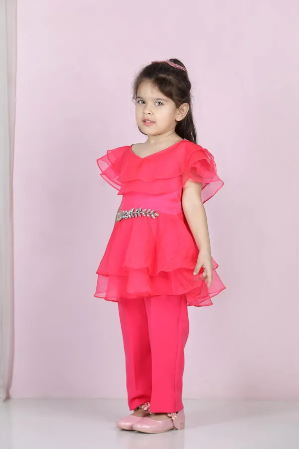 Top_And_Pant_With_Broach_Hotpink
