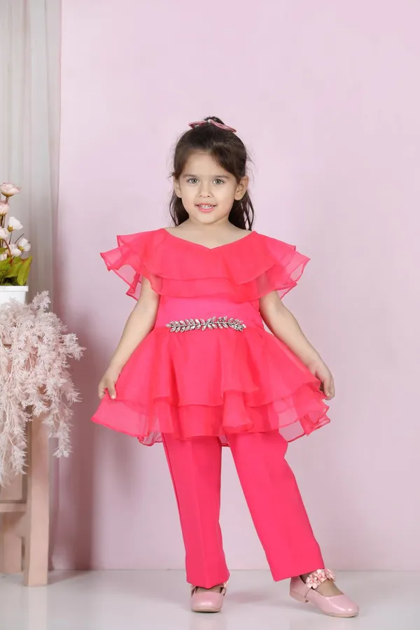 Top_And_Pant_With_Broach_Hotpink