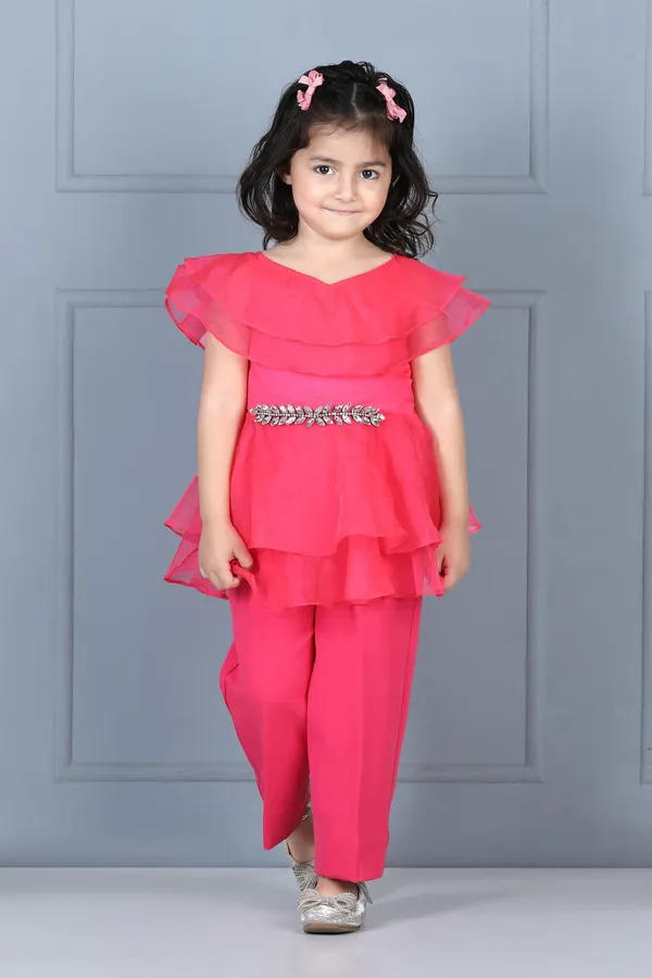 Top_And_Pant_With_Broach_Hotpink