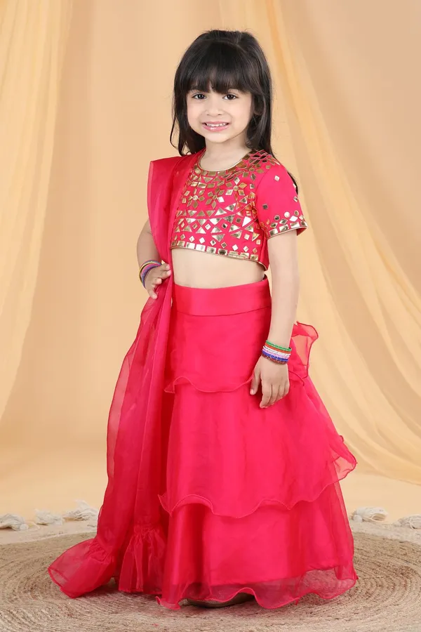 Organza_Lehenga_With_Leather_Patching_Hot_Pink