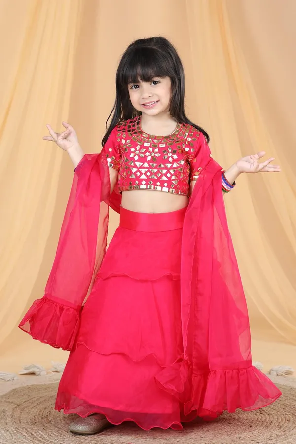 Organza_Lehenga_With_Leather_Patching_Hot_Pink