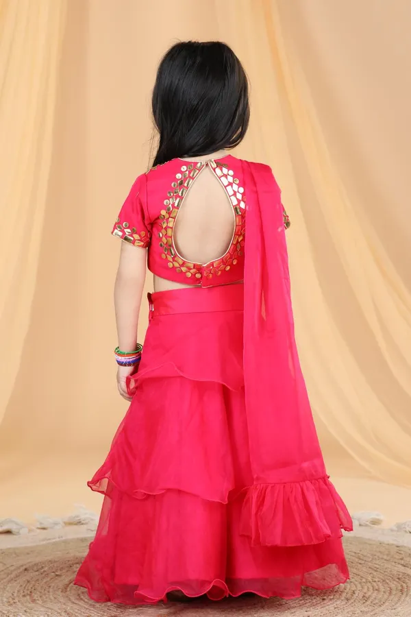 Organza_Lehenga_With_Leather_Patching_Hot_Pink