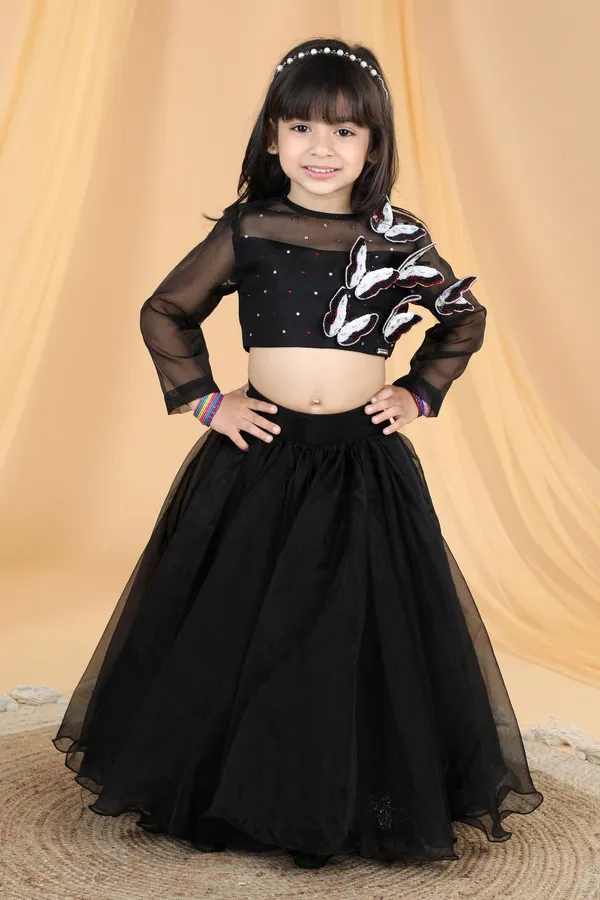3d_Butterfly_Lehenga_Black