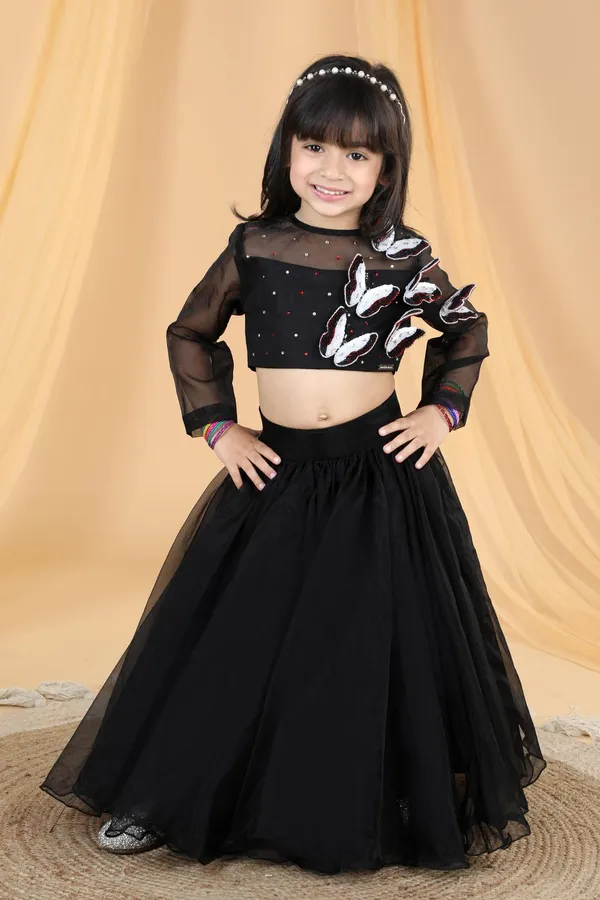 3d_Butterfly_Lehenga_Black