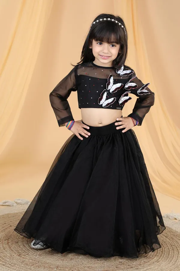 3d_Butterfly_Lehenga_Black