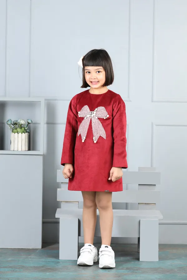 Velvet_Dress_With_Bow_Maroon