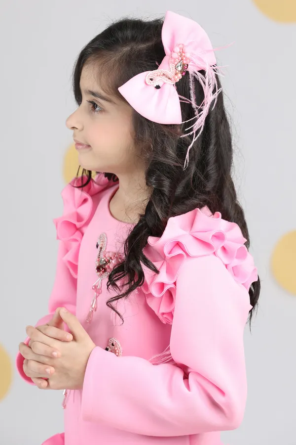 Dress_With_Tulles_N_Embroidered_Flamingoes_N_Feathers_Pink