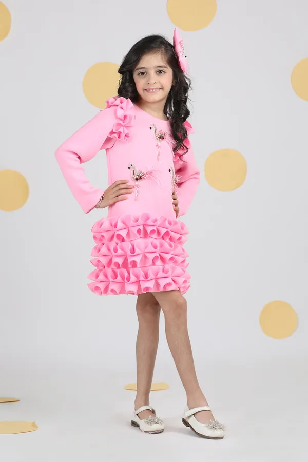 Dress_With_Tulles_N_Embroidered_Flamingoes_N_Feathers_Pink