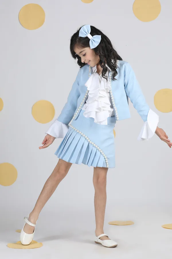 Coord_Set_With_Pleated_Skirt_N_Pearl_Embroidery_And_Detailing_On_Cuff_Ice_Blue
