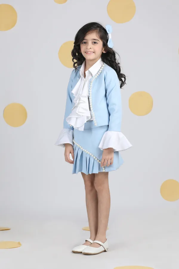 Coord_Set_With_Pleated_Skirt_N_Pearl_Embroidery_And_Detailing_On_Cuff_Ice_Blue