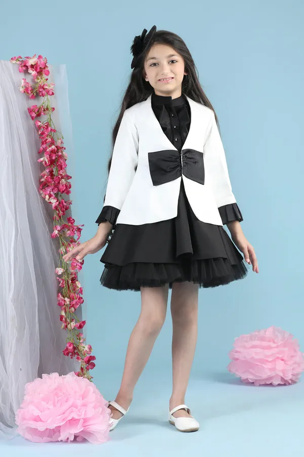 Girl_Dress_With_Coat_White_N_Black