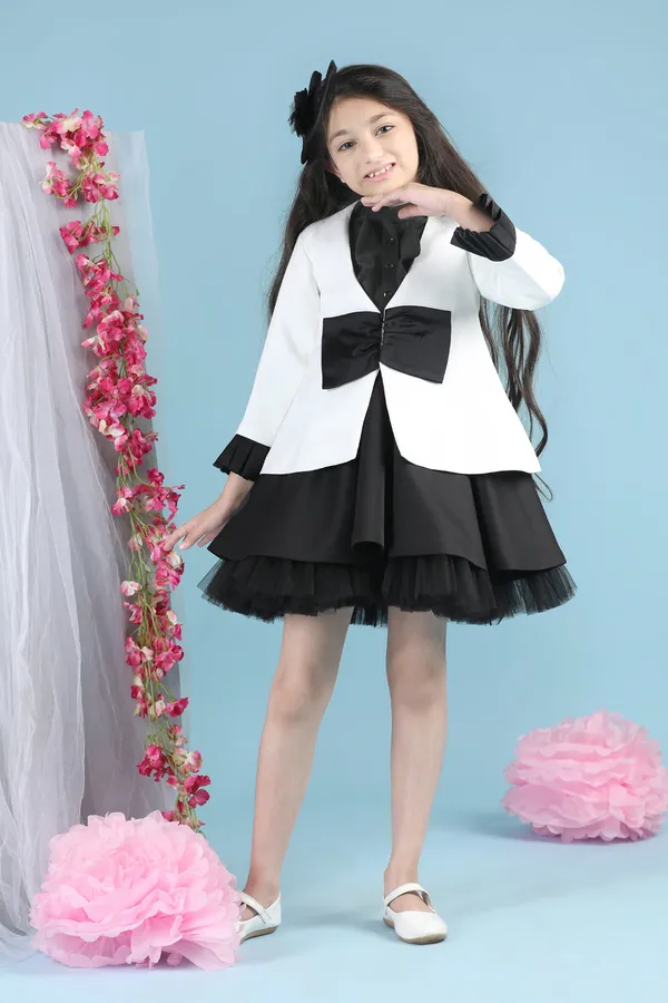 Girl_Dress_With_Coat_White_N_Black