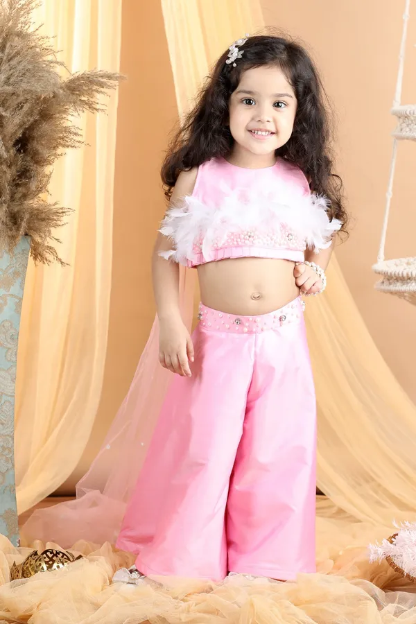 Hand_Embroided_Top_And_Palazza_Pants_With_Fur_Baby_Pink